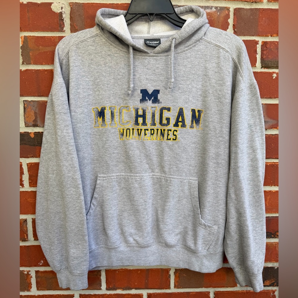Vintage Pro Edge University of Michigan Wolverines Gray XL Hoodie Sweatshirt T7